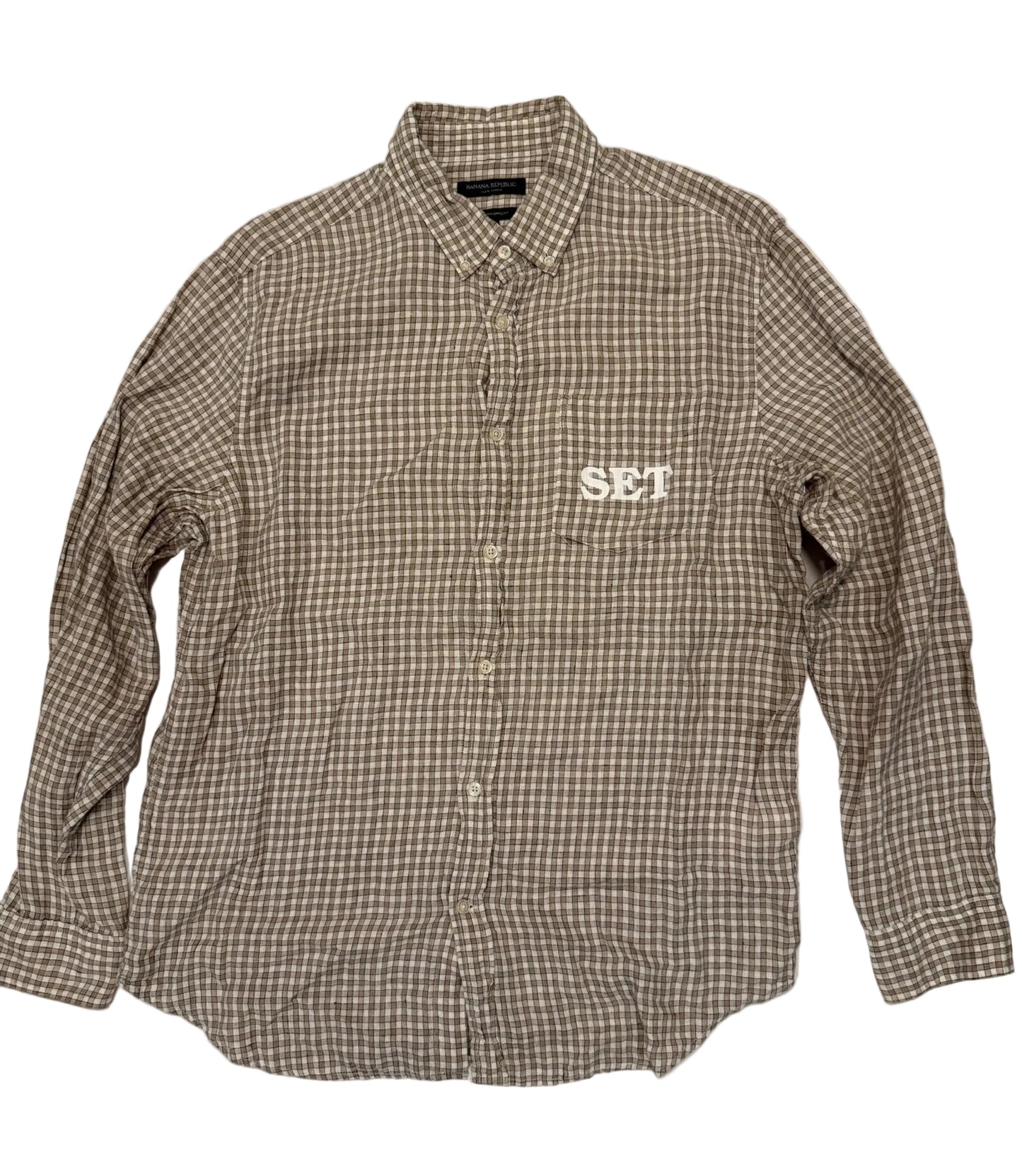 Beige Plaid Flannel L