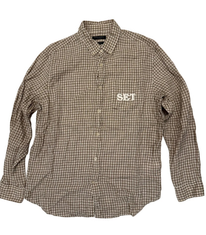Beige Plaid Flannel L