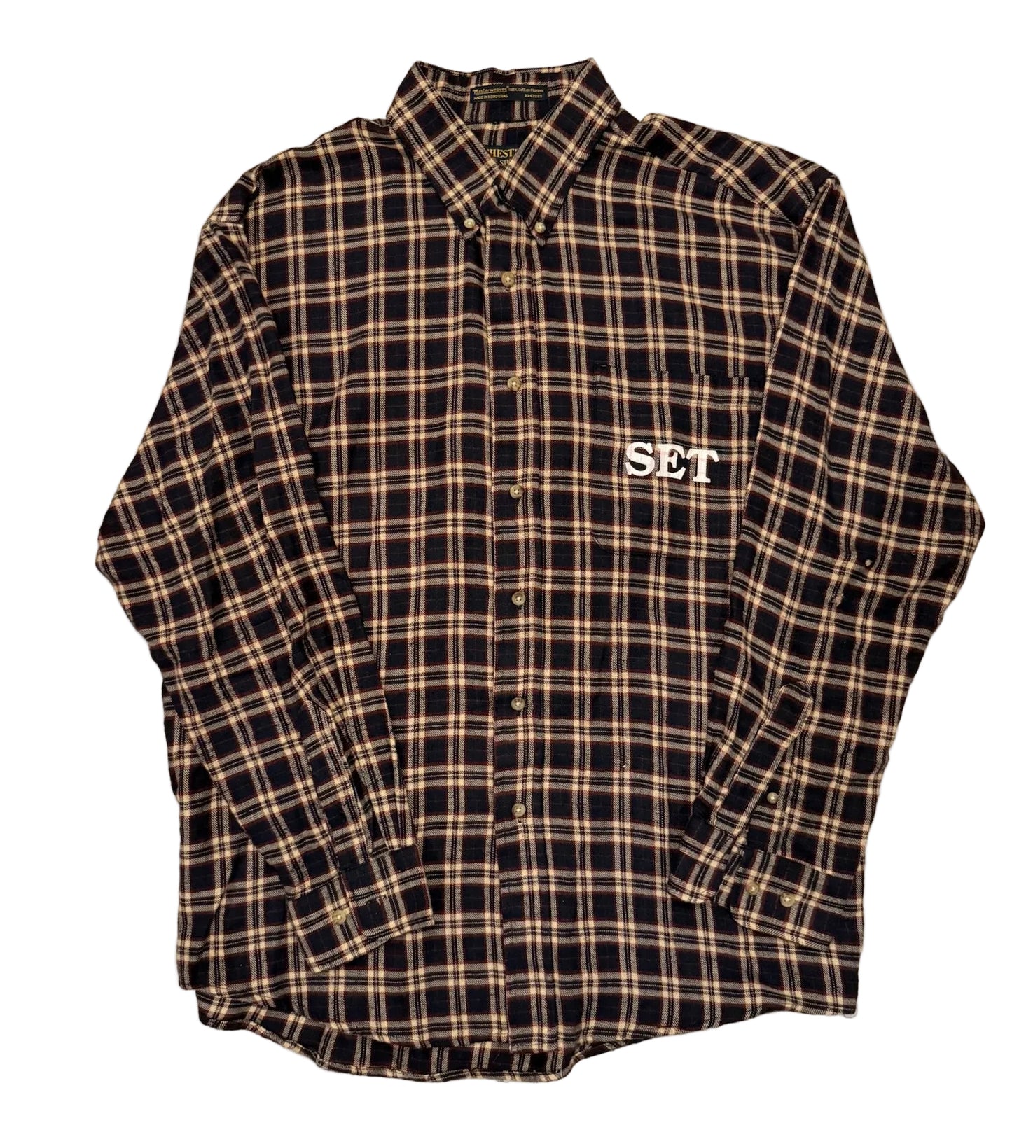 Navy Plaid Flannel L