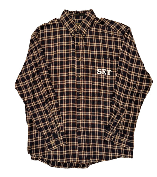 Navy Plaid Flannel L