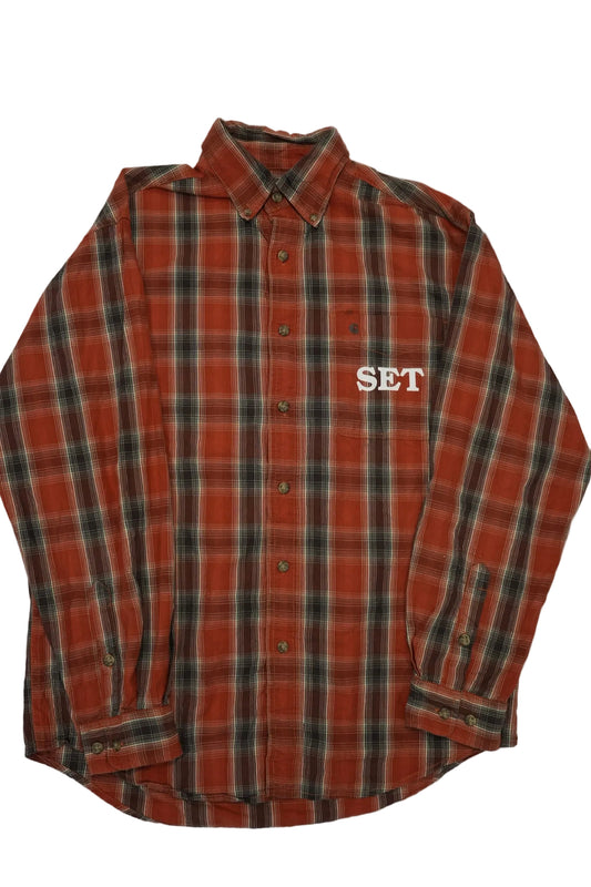 Orange Plaid Flannel M
