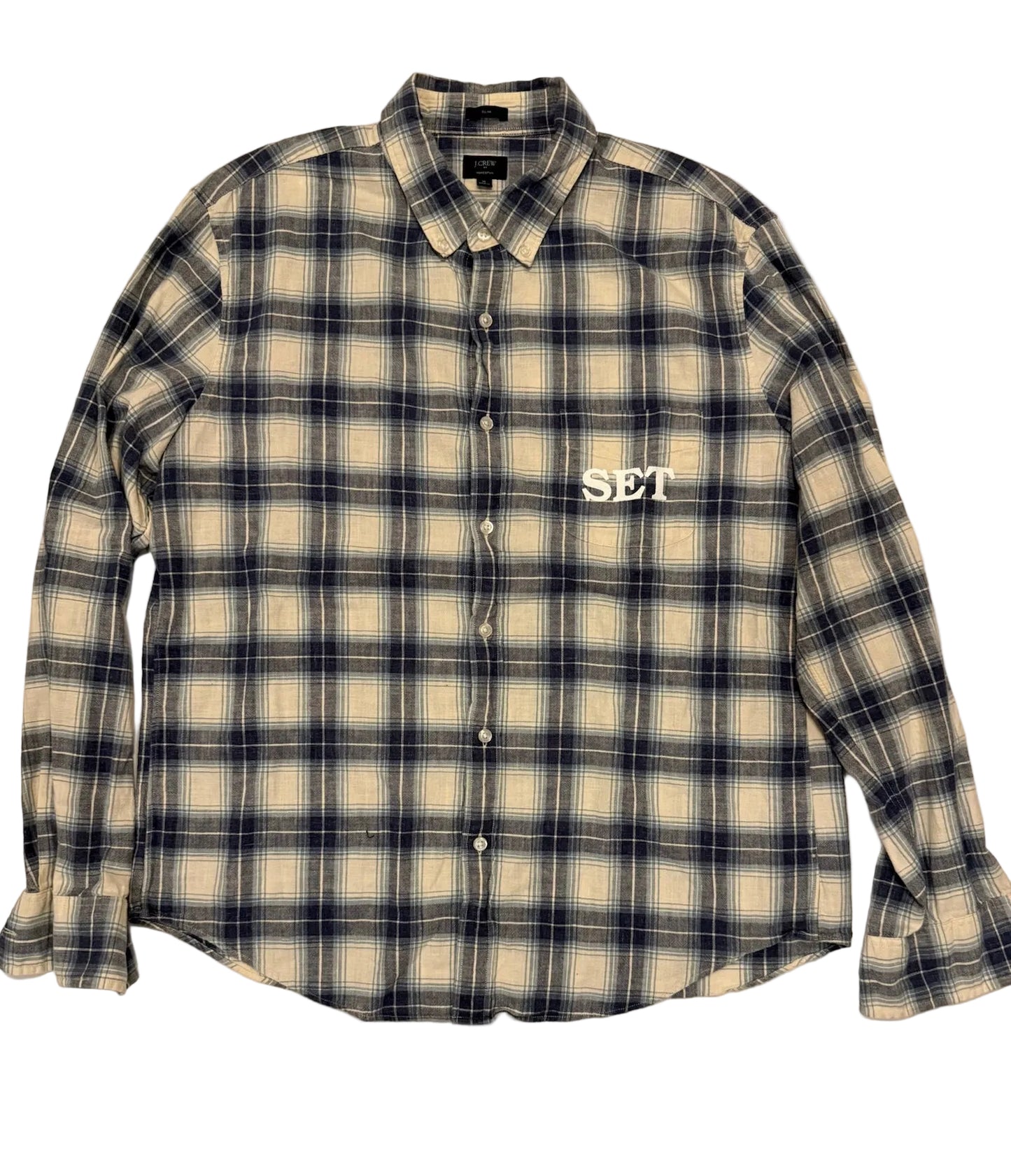 Blue & White Plaid Flannel XL