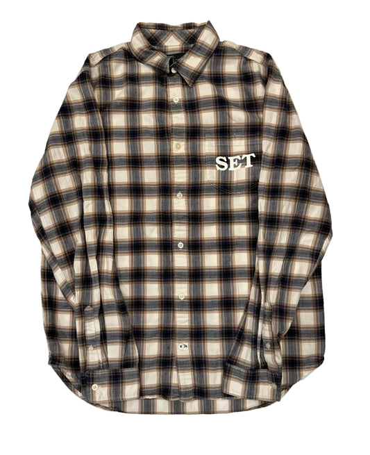 Brown Plaid Flannel L