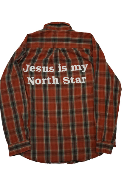 Orange Plaid Flannel M